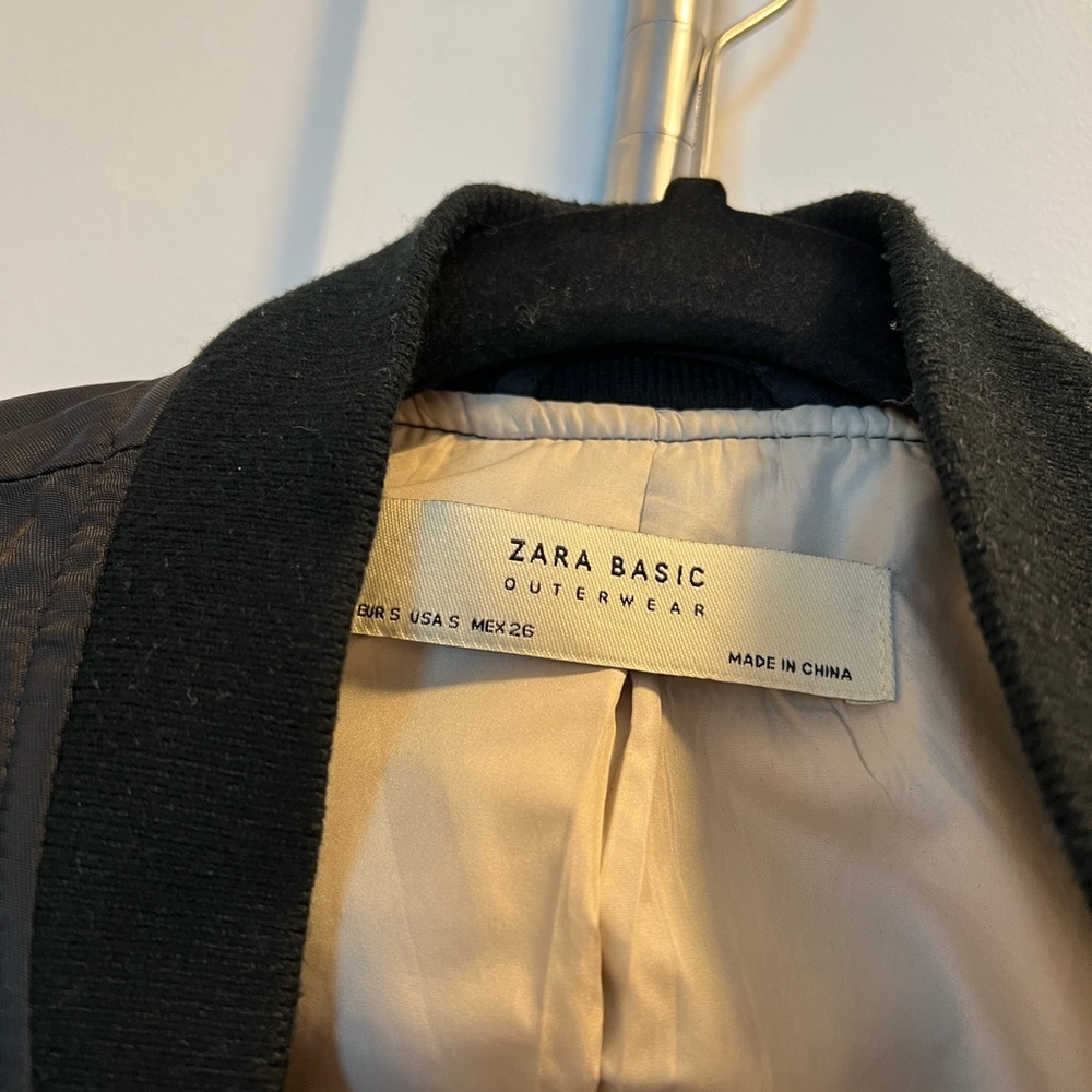 Zara Basic Bomber Jacket, Size Small, Black - image 3
